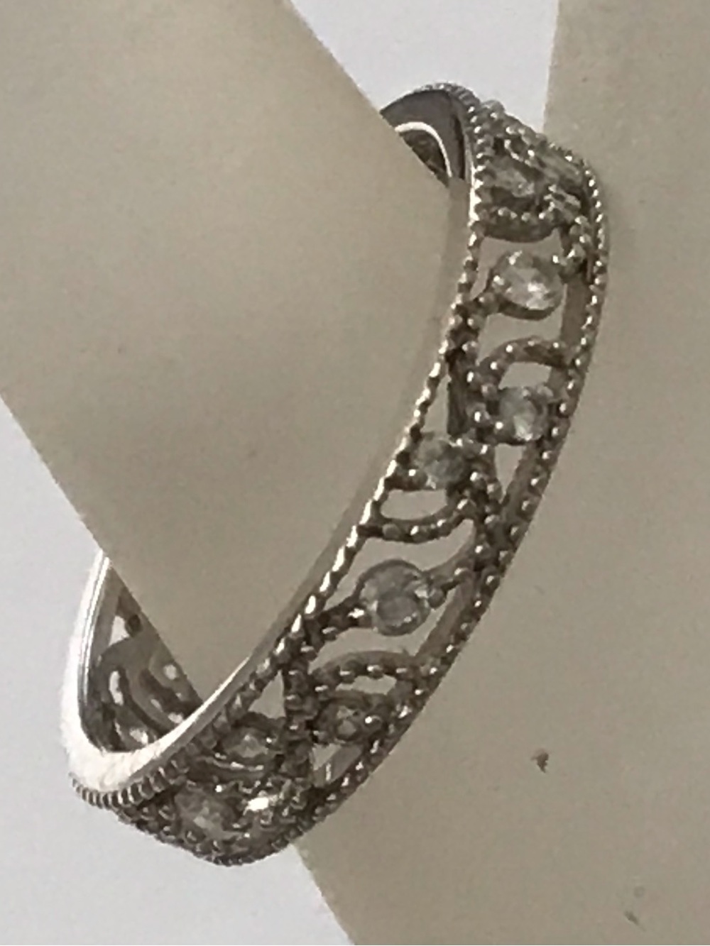 Sterling Silver Scroll Band Diamonique Size 9